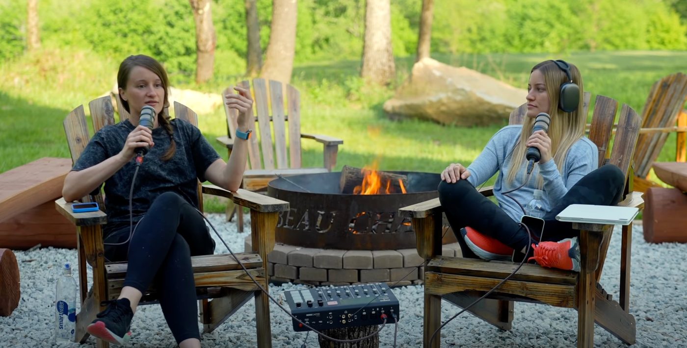 An outdoor episode recorded beside a fire pit